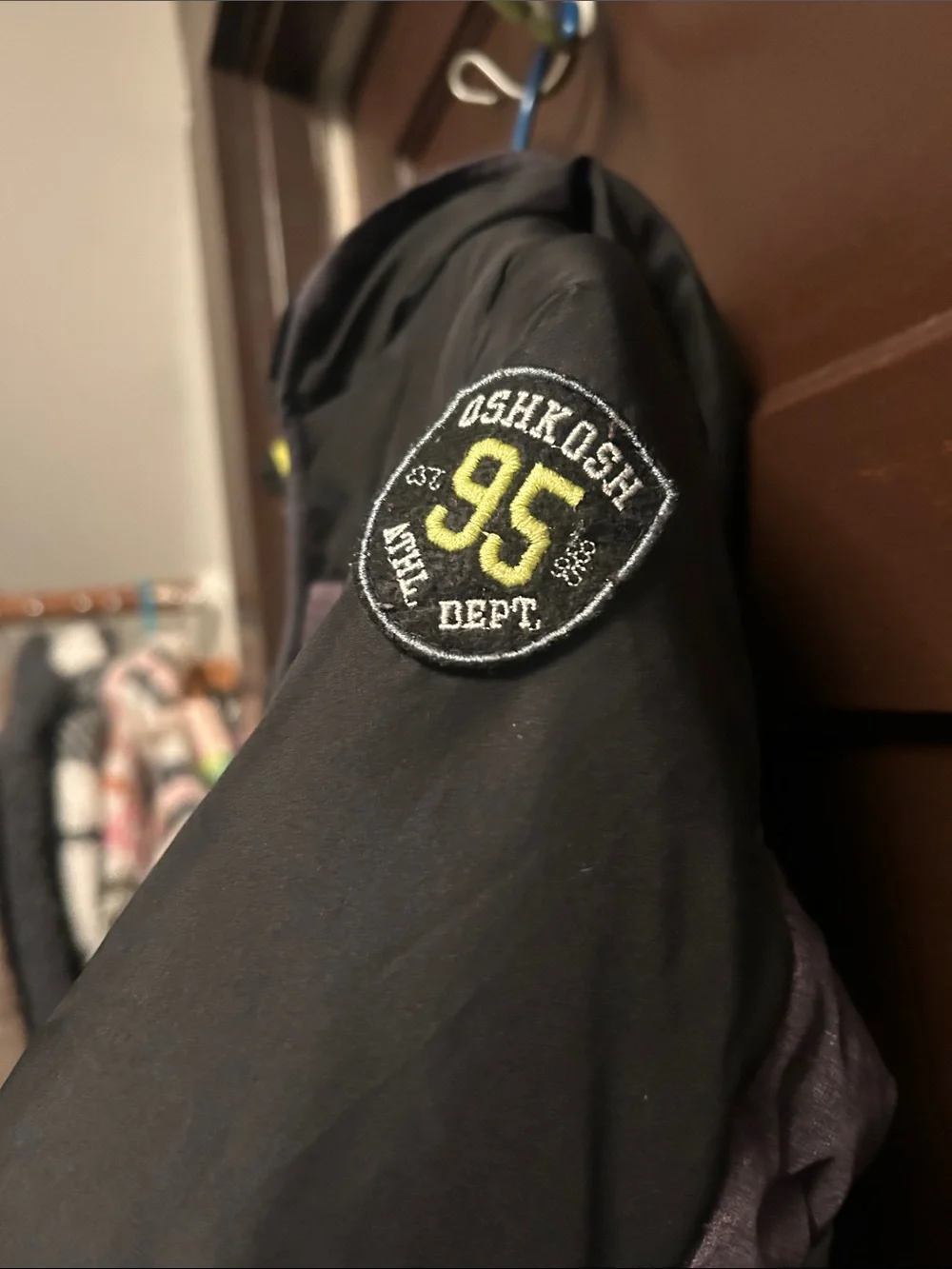 Kids Colorblock Puffer Jacket in Black and Gray with Lime Lining